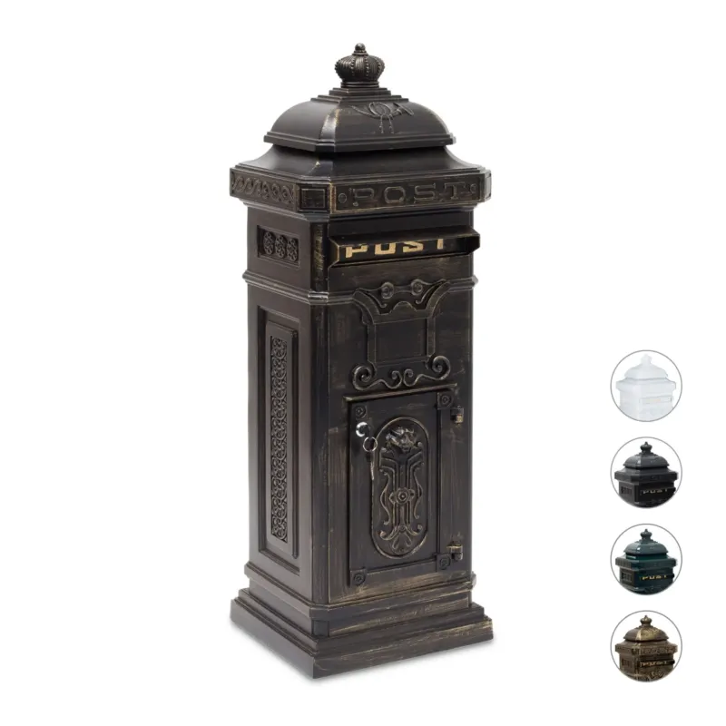 Standbriefkasten Antik Dunkelbraun-Gold von Relaxdays