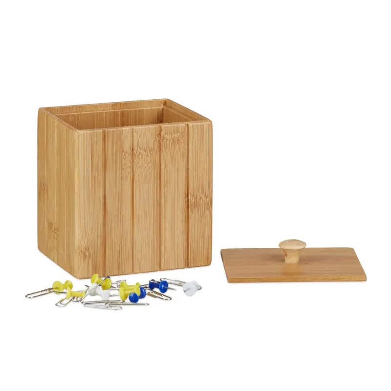 Aufbewahrungsbox mit Deckel Hellbraun von Relaxdays