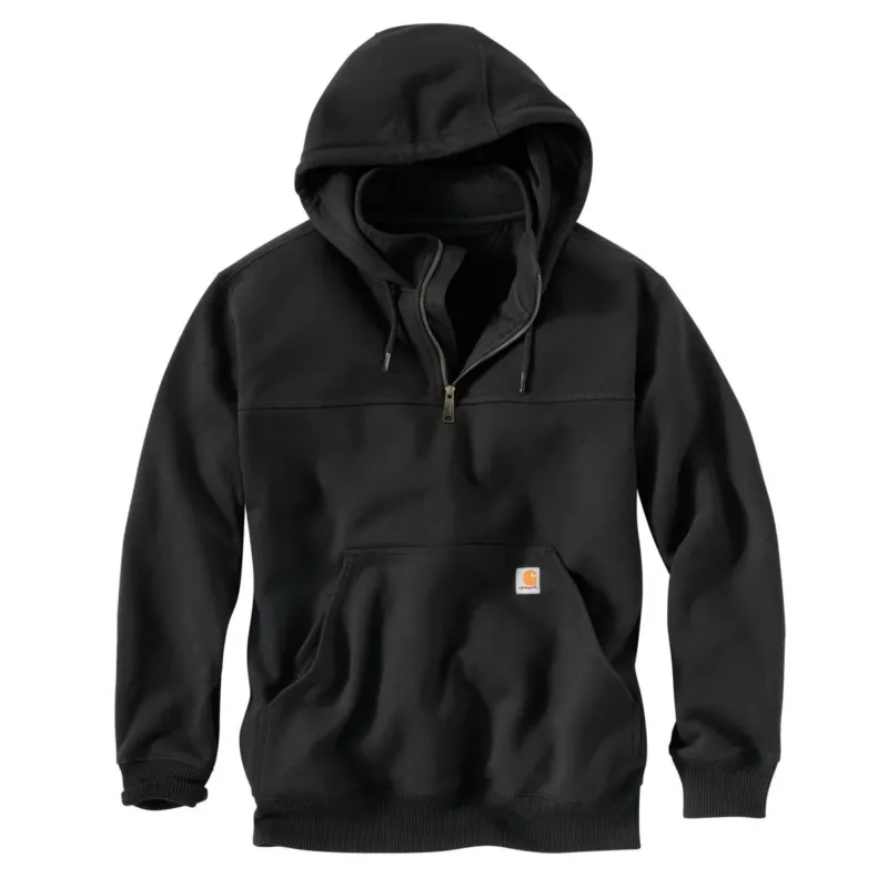 Carhartt Men's Black Rain Defender Paxton Heavyweight Hooded Zip Mock Sweatshirt