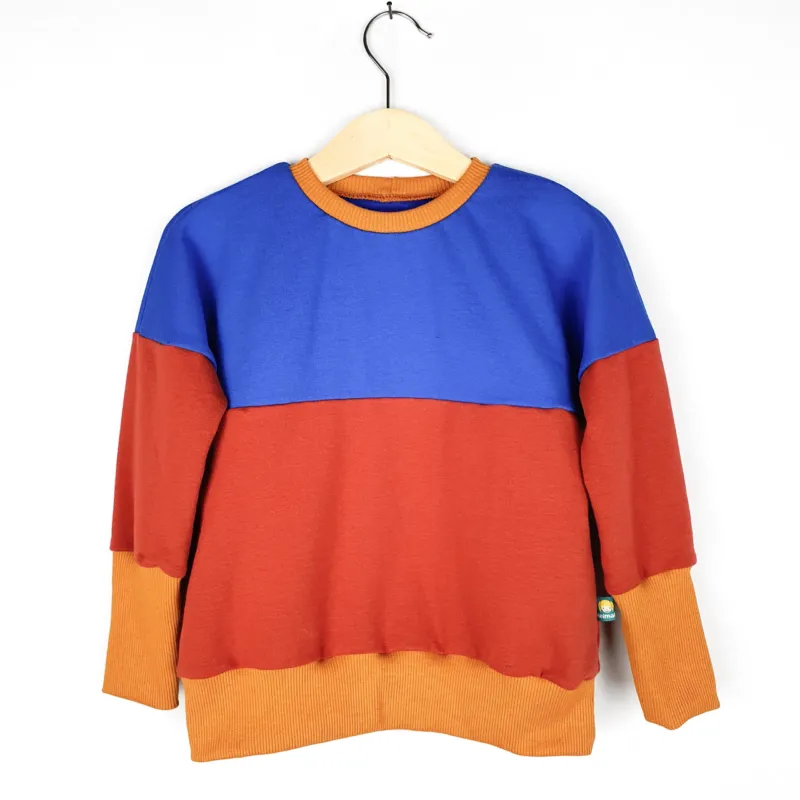 Oversize Pullover colourblocking knallblau/rost