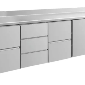 A&S Kühltisch -2 bis +8°C 2330x700x850mm mit 1x Tür, 2x zwei Schubladen und 1x 3 Schubladen u. Aufkantung (4ZDZTA)