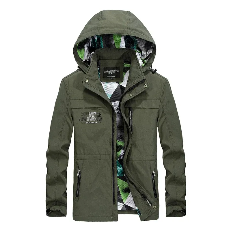 Herren vielseitige Funktionsjacke mit abnehmbarer Kapuze und mehreren Taschen – Taviero
