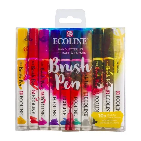 Brushpen Ecoline - X10 Handlettering Gray Royal Talens
