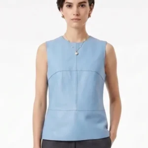Hope Vest, 59 cm. - Lamb Dior Bonded Læder-Damer - Skye Blue