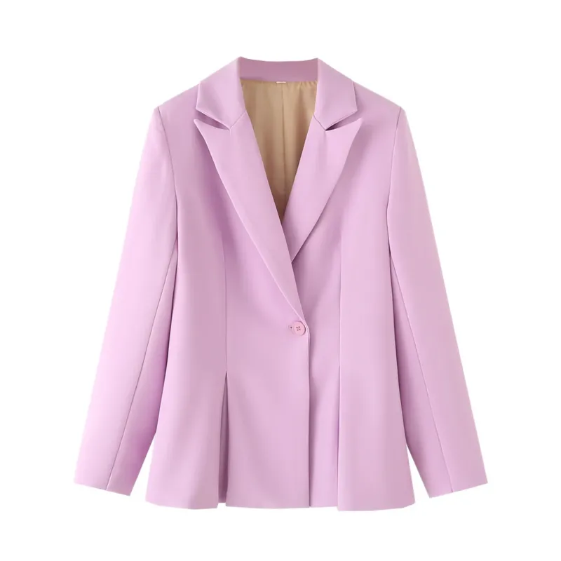 Damen taillierter Blazer mit Kellerfalten und Ein-Knopf-Verschluss – Valéne