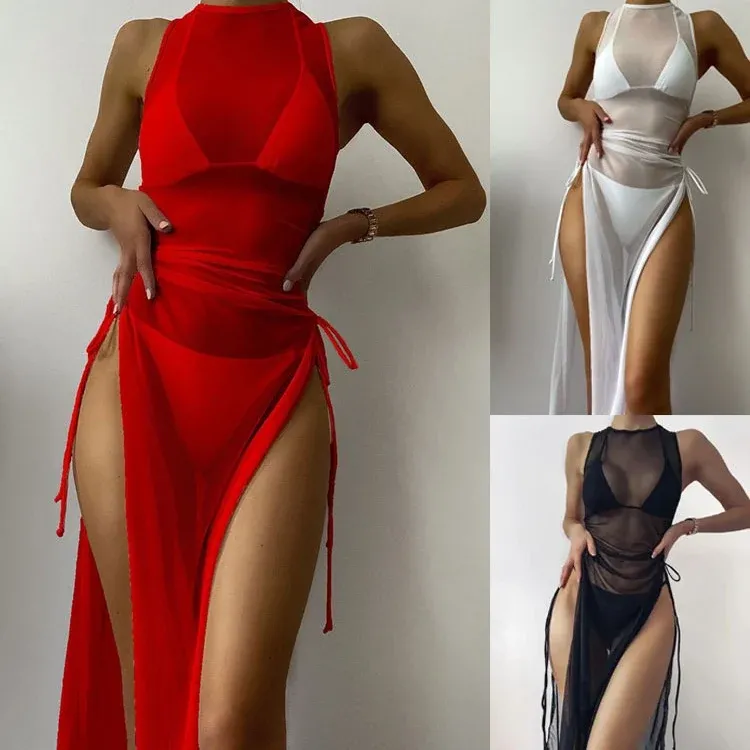 Damen Strandkleid mit raffinierten Schnürdetails – Élara