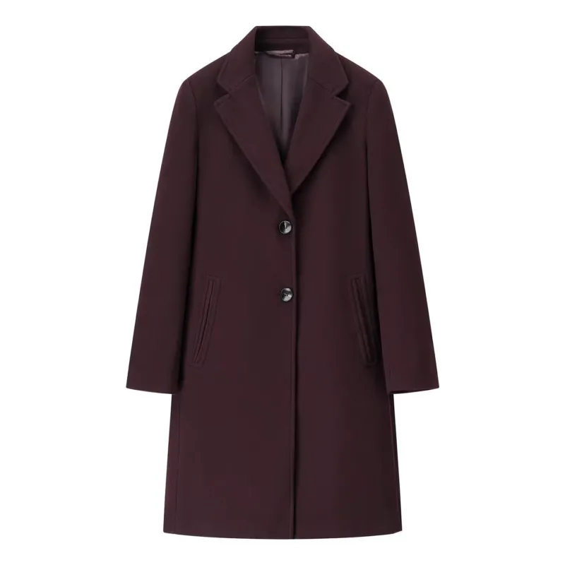 Damen Eleganter Longline-Wollmixmantel mit Reverskragen und Leistentaschen Echo Archiv