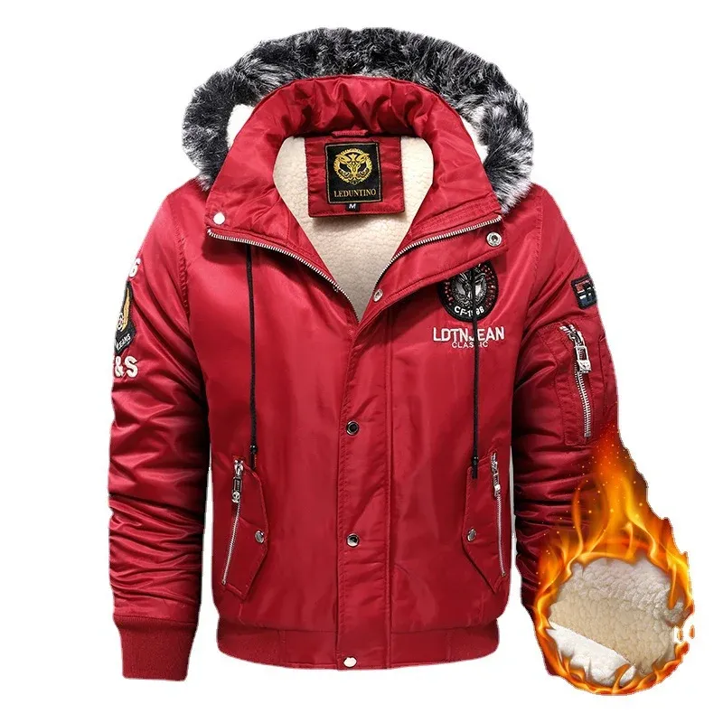 Herren gefütterte Winterparka mit Teddyfutter, Kunstfellkapuze und multiplen Reißverschlusstaschen – Marzano