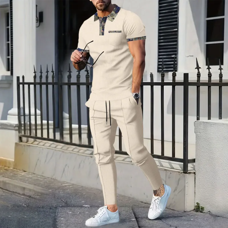 Herren elegantes Freizeitoutfit mit modischem Kragen und bequemer Passform – Averon
