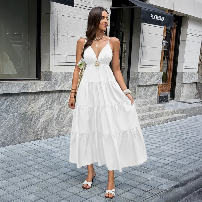 Damen Maxikleid mit zartem Verzierungsdetail – Valéora