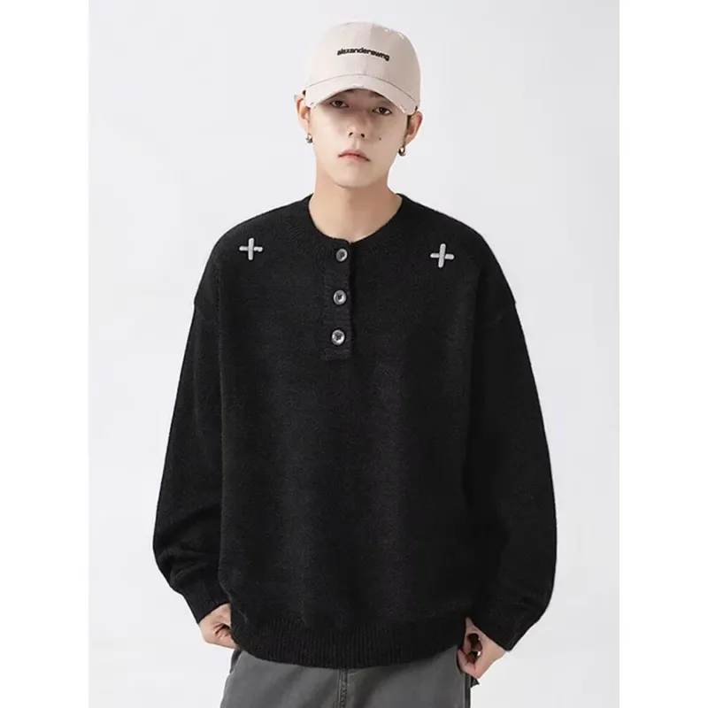 Herren Trendiger Pullover mit Knopfdetails Echoarchiv