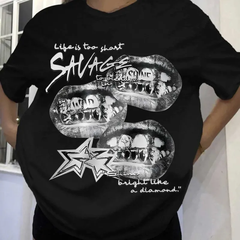 Damen T-Shirt mit kreativem Grafikdesign und urbanem Statement – Orélia