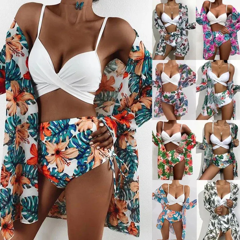 Damen Strandkimono mit floralem Design und transparenten Ärmeln – Avérine