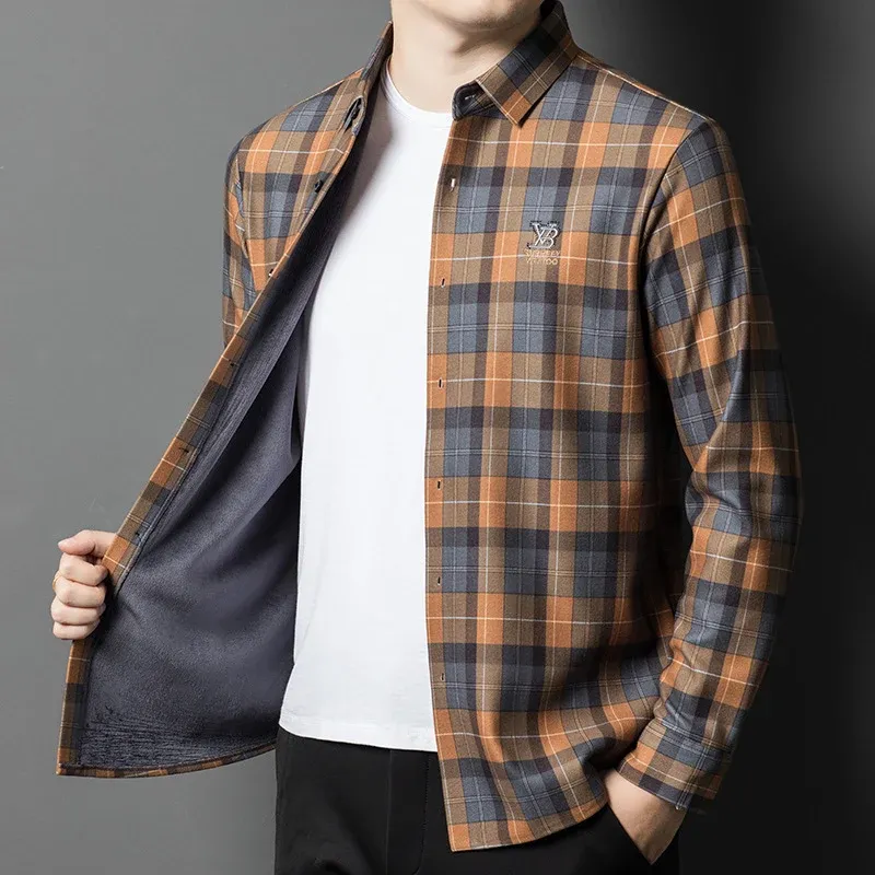Herren lässiges und stylisches Langarmhemd mit modernem Karo-Muster – Arvello
