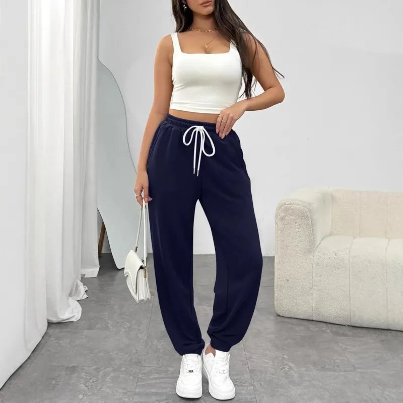 Damen High-Waist Jogginghose mit Tunnelzug, elastischen Bündchen und Seitentaschen – Avélisse