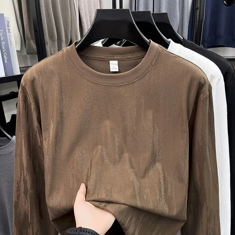 Herren Feinstrukturiertes Langarmshirt mit Rundhals und dezenter Jacquardstruktur Echo Archiv