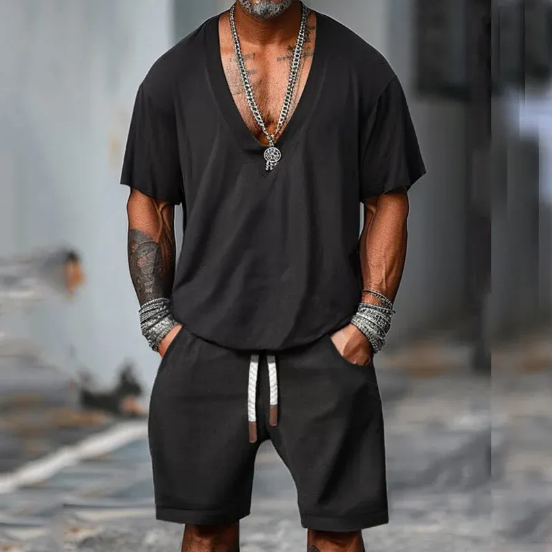 Herren lässiges V-Ausschnitt T-Shirt aus atmungsaktivem Material – Marzano