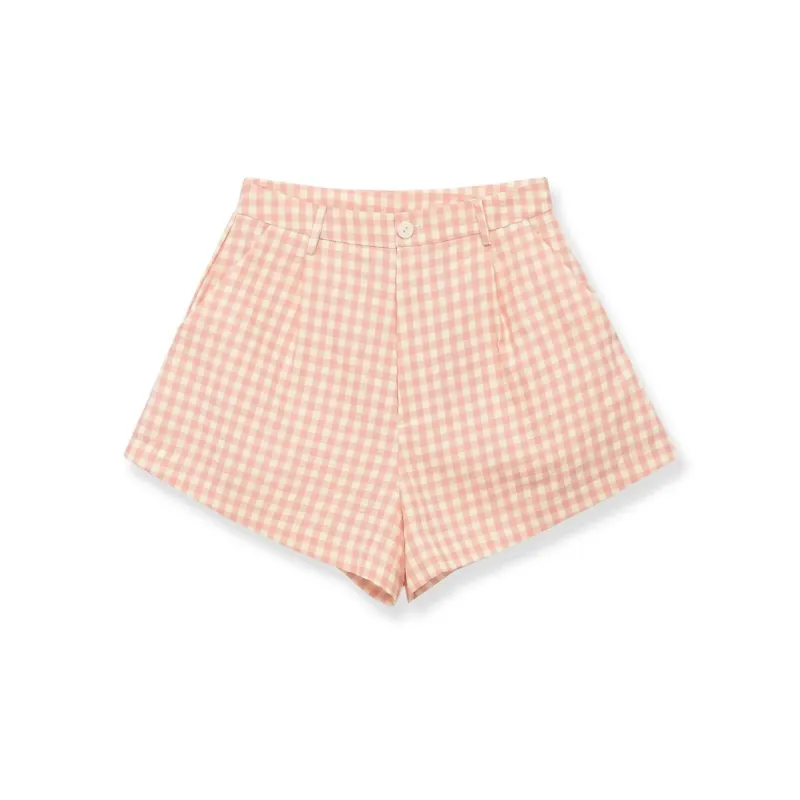 Damen Karierte Shorts mit hohem Bund und schickem Schnitt – Avélisse