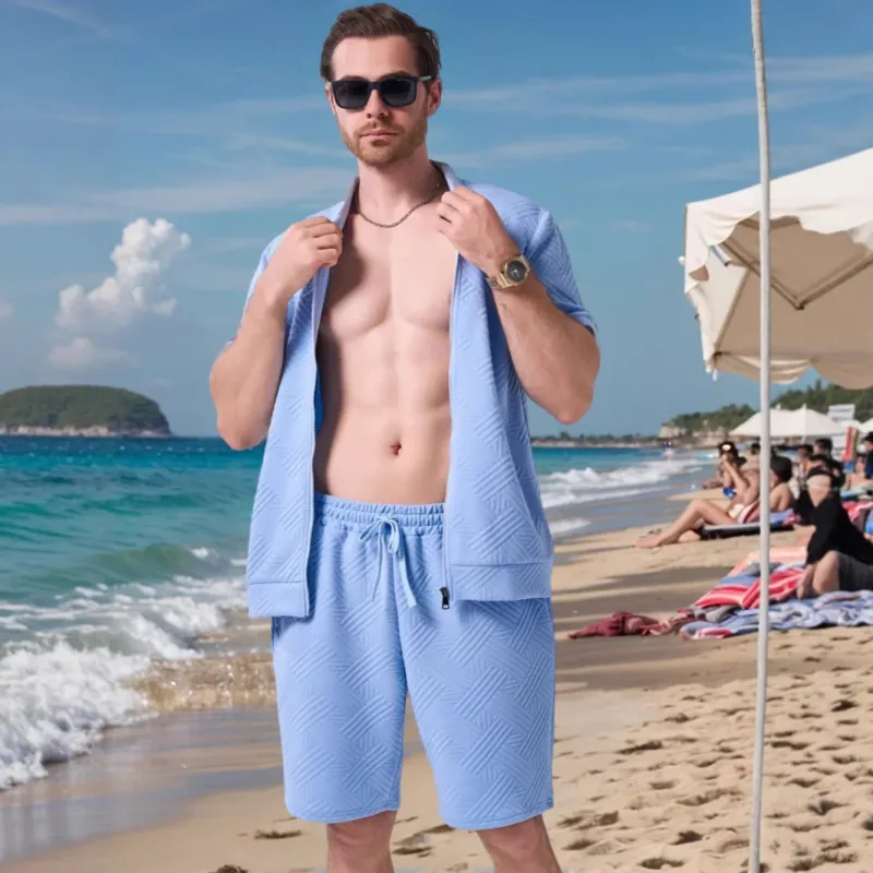 Herren kurzärmliges Strandhemd und Shorts-Set mit leichtem Komfort und stilvollem Design – Averon