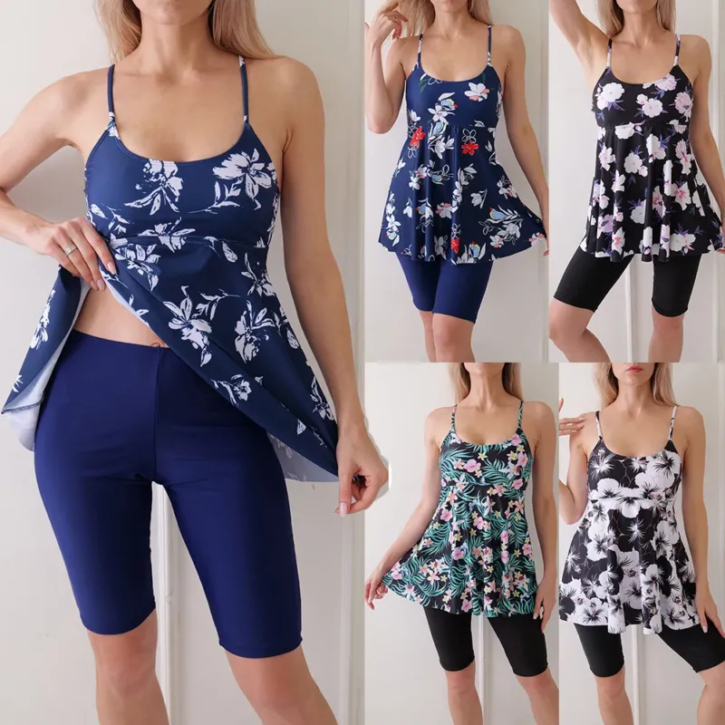 Damen Tankini mit floralem Schnitt und figurbetonenden Shorts – Maréssa