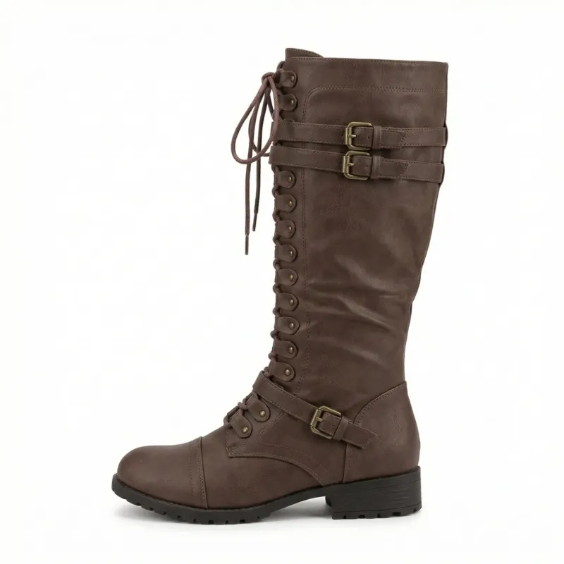 Retro-Schnürstiefel mit Schnalle – Lioré