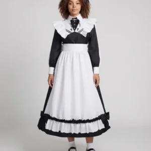 Damen Kostümkleid mit Rüschendetails und eleganten Accessoires Echo Archiv