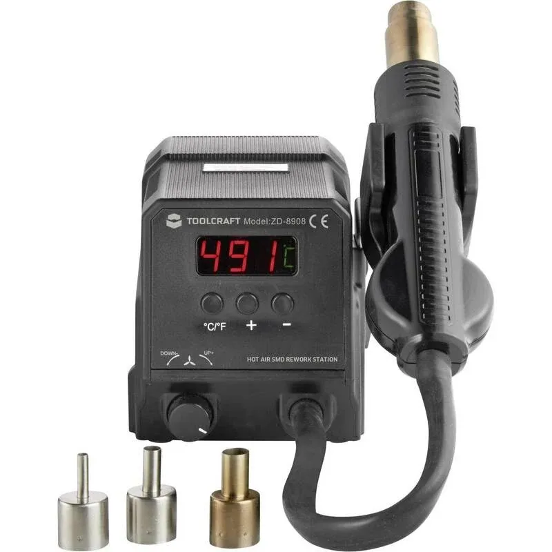 Toolcraft Heißluftstation digital SMD Rework Station 300 W ZD-8908 100 bis 500 - 4016139093680
