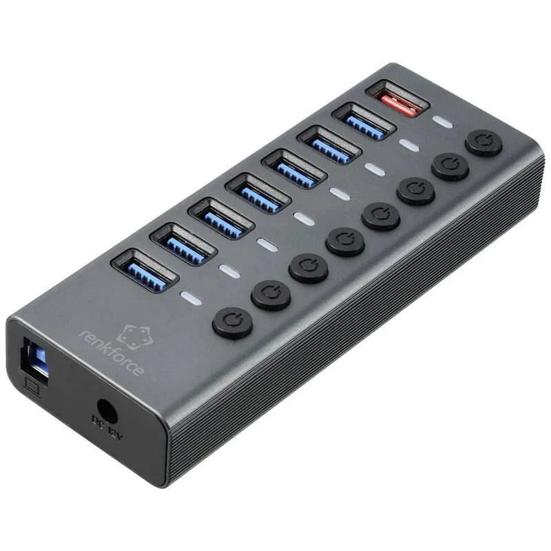 RENKFORCE RF-HUB-380 USB Hub Verteiler 8 Port USB 3.2 GEN schwarz - 4064161314877